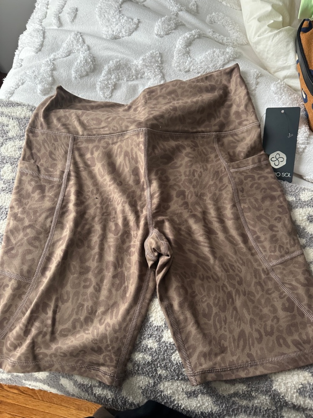 Scorpio Sol Brown Leopard-Print High-Waist Bike Shorts